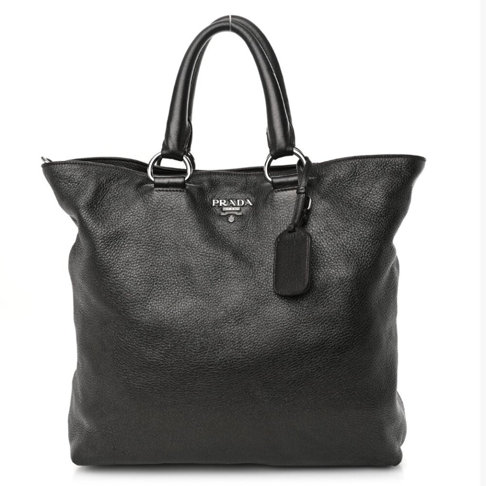 LIKE NEW Prada Vitello Phoenix Black Leather Tote